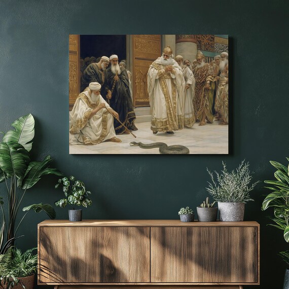 Moses And Aaron Before Pharaoh Biblical Serpent Scene Poster