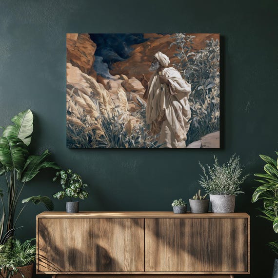 Desert Canyon Canvas Wall Art Ancient Scroll Spiritual Landscape Print For Nature Decor And Religious Gift History Buffs