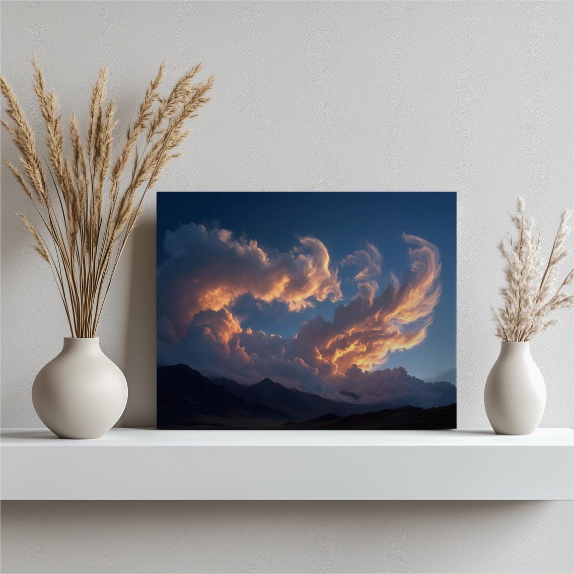 Stunning Cloudscape Sunset Canvas Wall Art Mountain Landscape Decor Print Glowing Clouds Sky
