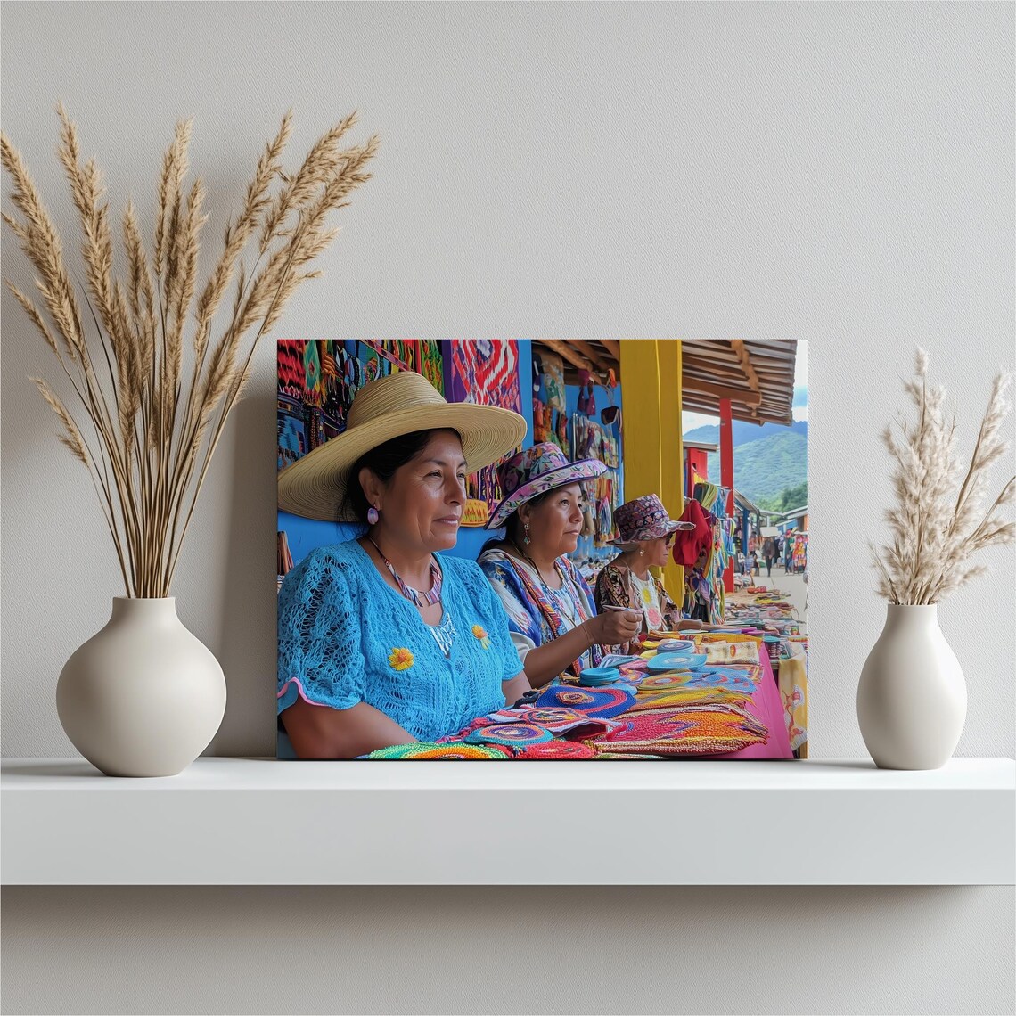 Colorful Artisan Market Women Vendors Textile Photography Wall Art