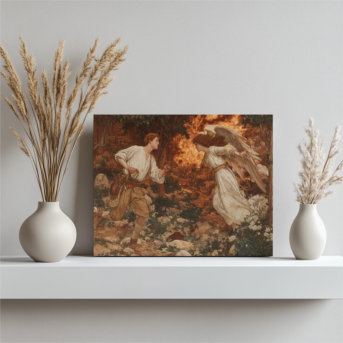 Guardian Angel Meeting Boy Romantic Classical Biblical Art Poster