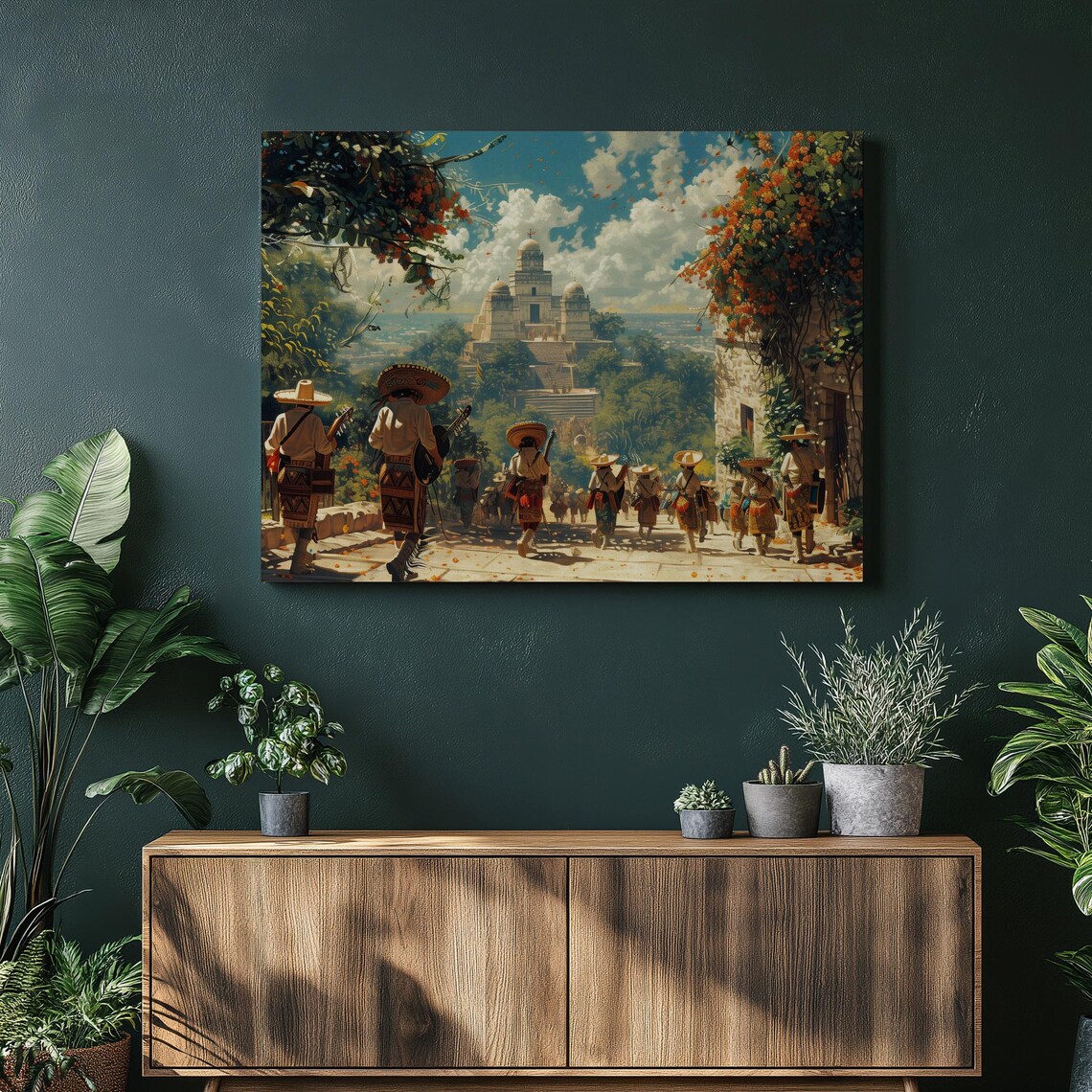 Mexico Art Print, Chichen Itza and Mariachi Bands