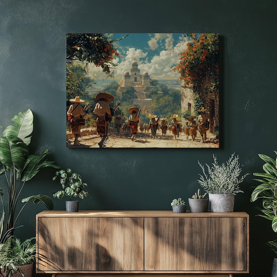 Mexico Art Print, Chichen Itza and Mariachi Bands