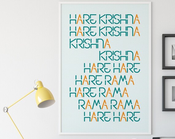 Indian Hindu Desi Hare Krishna Mantra Art Print