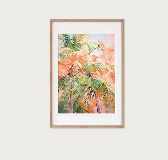 Vibrant Tropical Scene Art Colorful Beach Palm Tree Print Wall Art Print Beach Art Beach Wall Art Instant