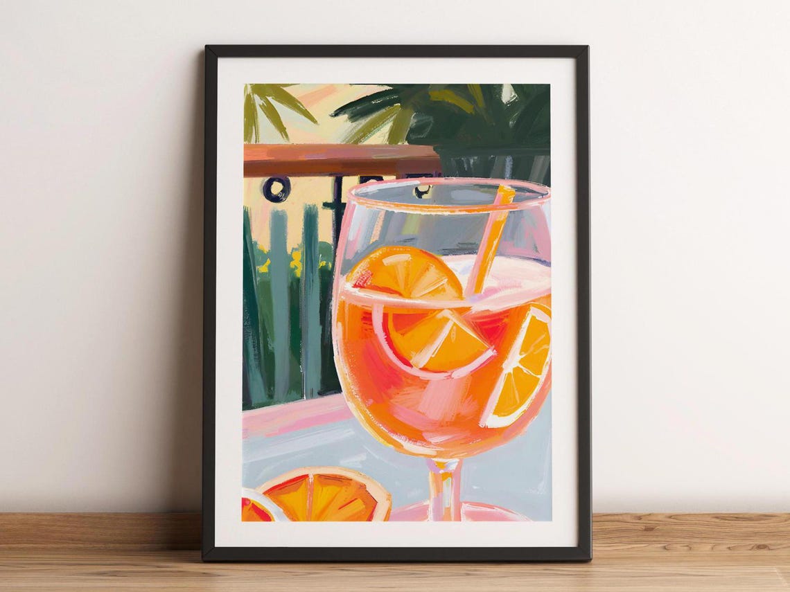 Aperol Spritz Balcony Cocktail Party Bar Cart Art Print Summer Decor