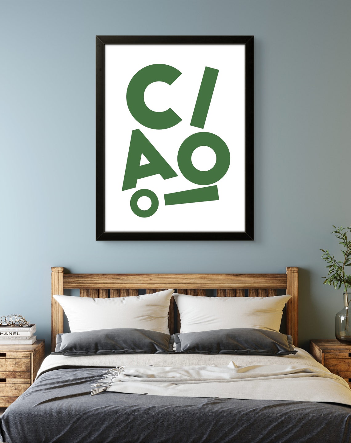 Ciao Green Offset Letters White Background Nature Modern Poster - Image 2