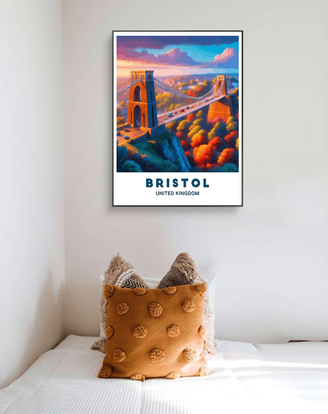 Bristol United Kingdom Clifton Suspension Bridge Sunset Poster - Image 3