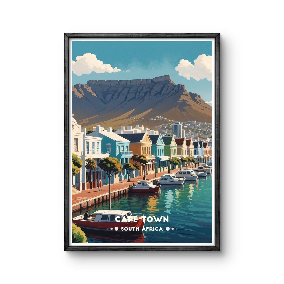 Cape Town Vintage Poster South Africa Stunning Waterfront Table Mountain Artwork Cape Town Wall Art