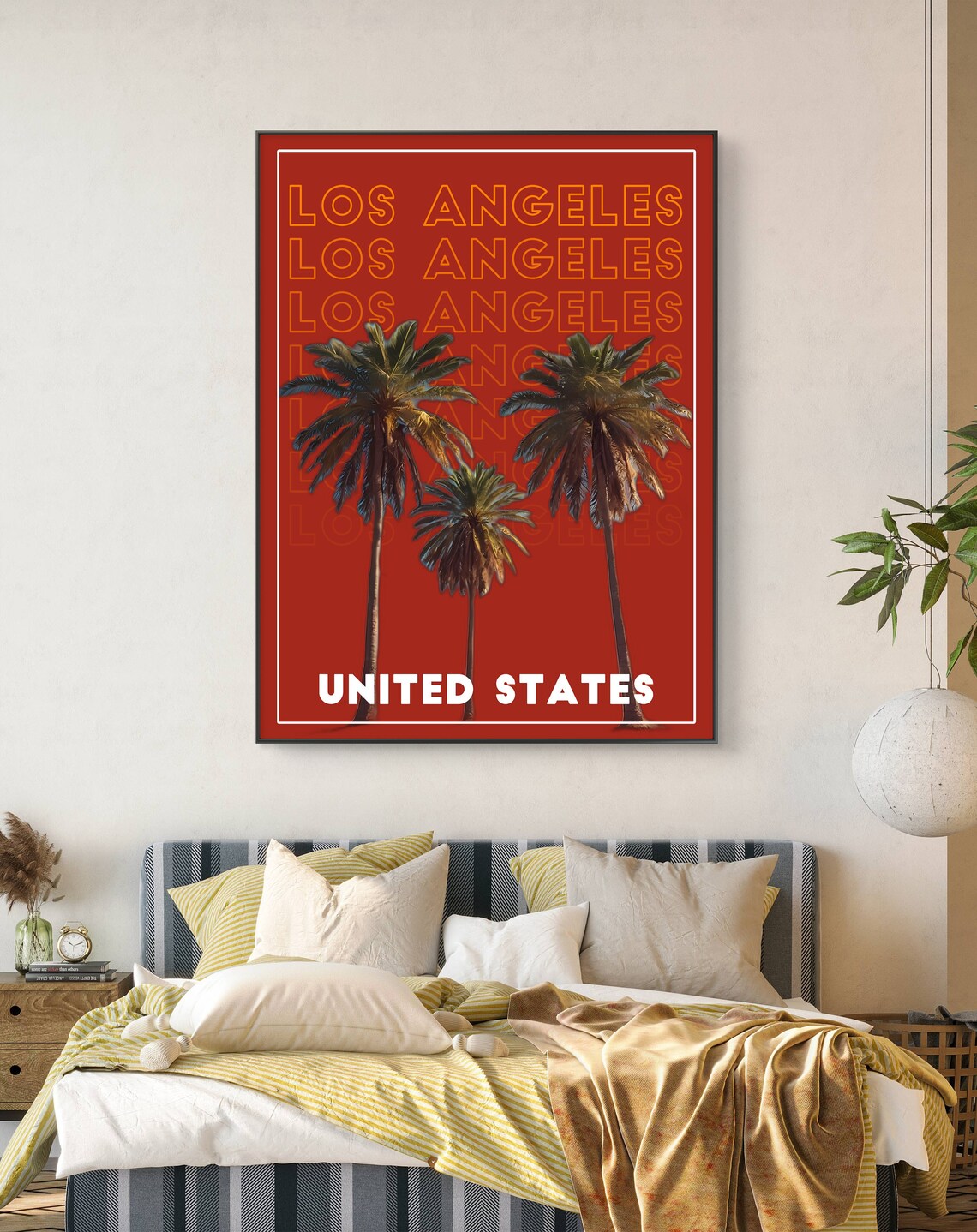 Los Angeles Palm Trees Sunset Orange Typography Travel Poster - Image 2
