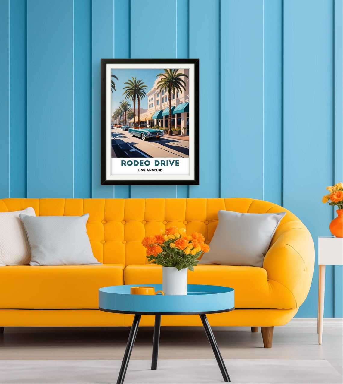 Rodeo Drive Los Angeles Poster Iconic Luxury Street Scene Art Palm Tree And Classic Car Dcor For Travel And Style Lovers