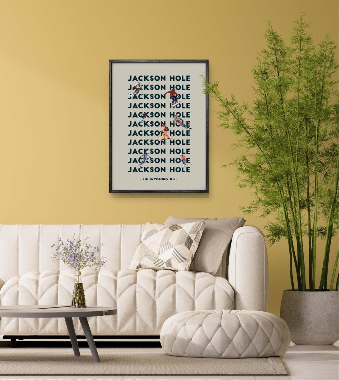 Jackson Hole Ski Poster Modern Wyoming Wall Art Minimalist Winter Sports Decor - Image 4