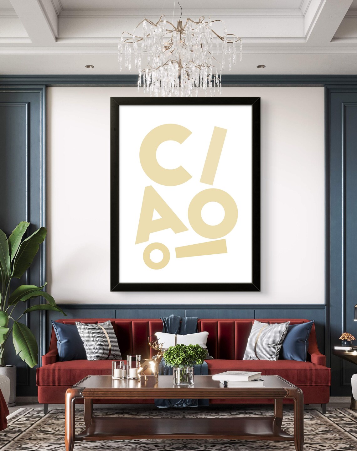 Ciao Beige Neutral White Letters Soft Minimal Office Art Poster