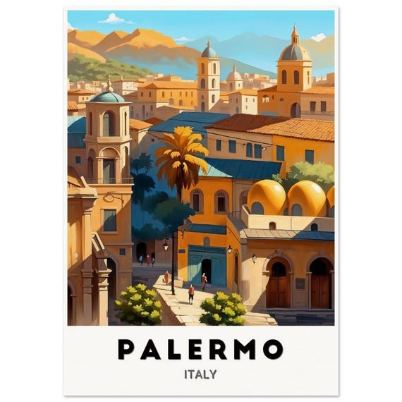 Palermo Poster Iconic Sun Drenched Architecture And Rooftop Views Of Sicilys Historic Heart In Warm Tones