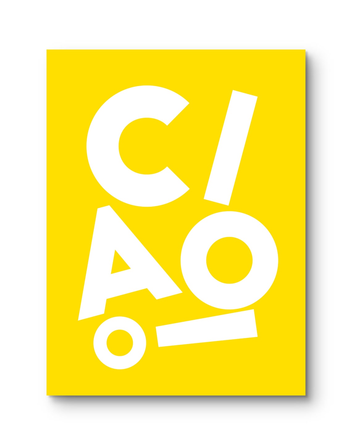 Ciao Bright Yellow White Offset Letters Cheerful Home Poster - Image 3