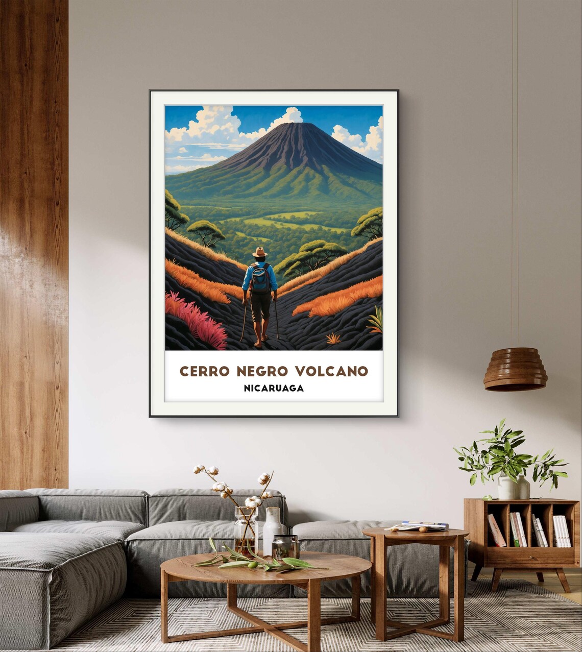 Cerro Negro Volcano Nicaragua Hiker Black Lava Trail Adventure Poster