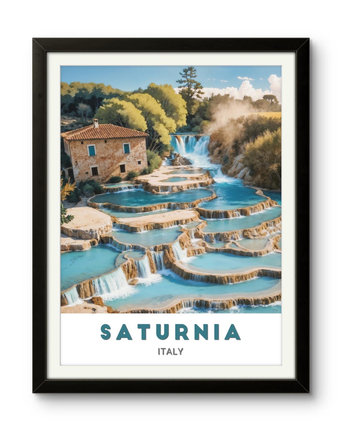 Saturnia Italy Thermal Waterfall Cascading Pools Hot Springs Poster - Image 2