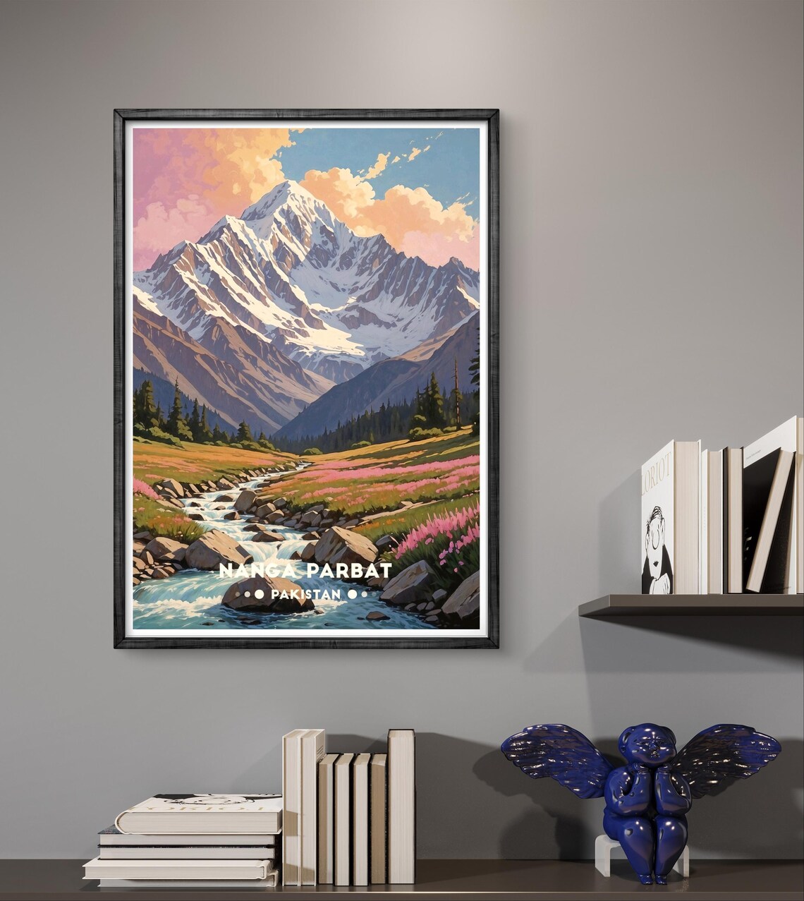 Nanga Parbat Pakistan Alpine Meadow Stream Wildflower Slope Poster - Image 4