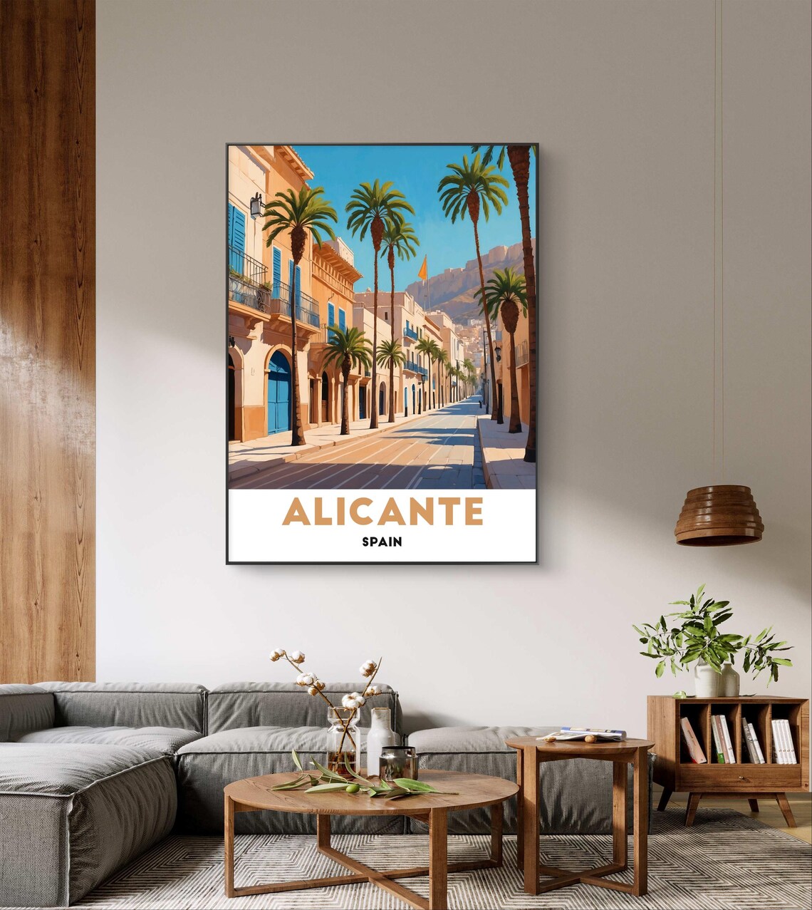 Alicante Palm Lined Spanish Street Sunny Spain Travel Poster - Image 3