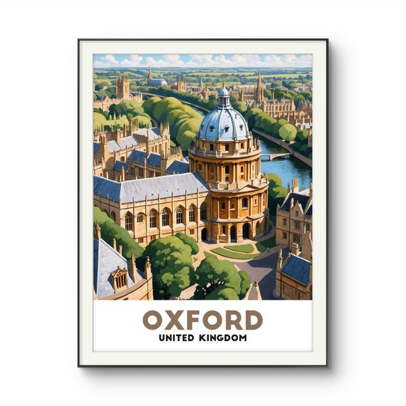 Oxford United Kingdom Poster Historic Oxford Architecture