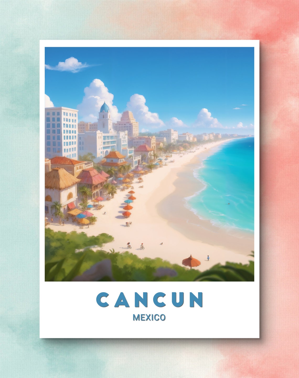 Cancun Mexico Beachfront Paradise Turquoise Sea Resort Poster - Image 2
