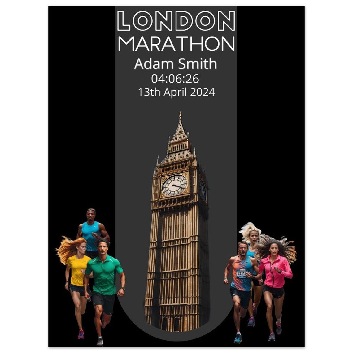 London Marathon Personalized Finisher Big Ben Keepsake Poster - Image 2