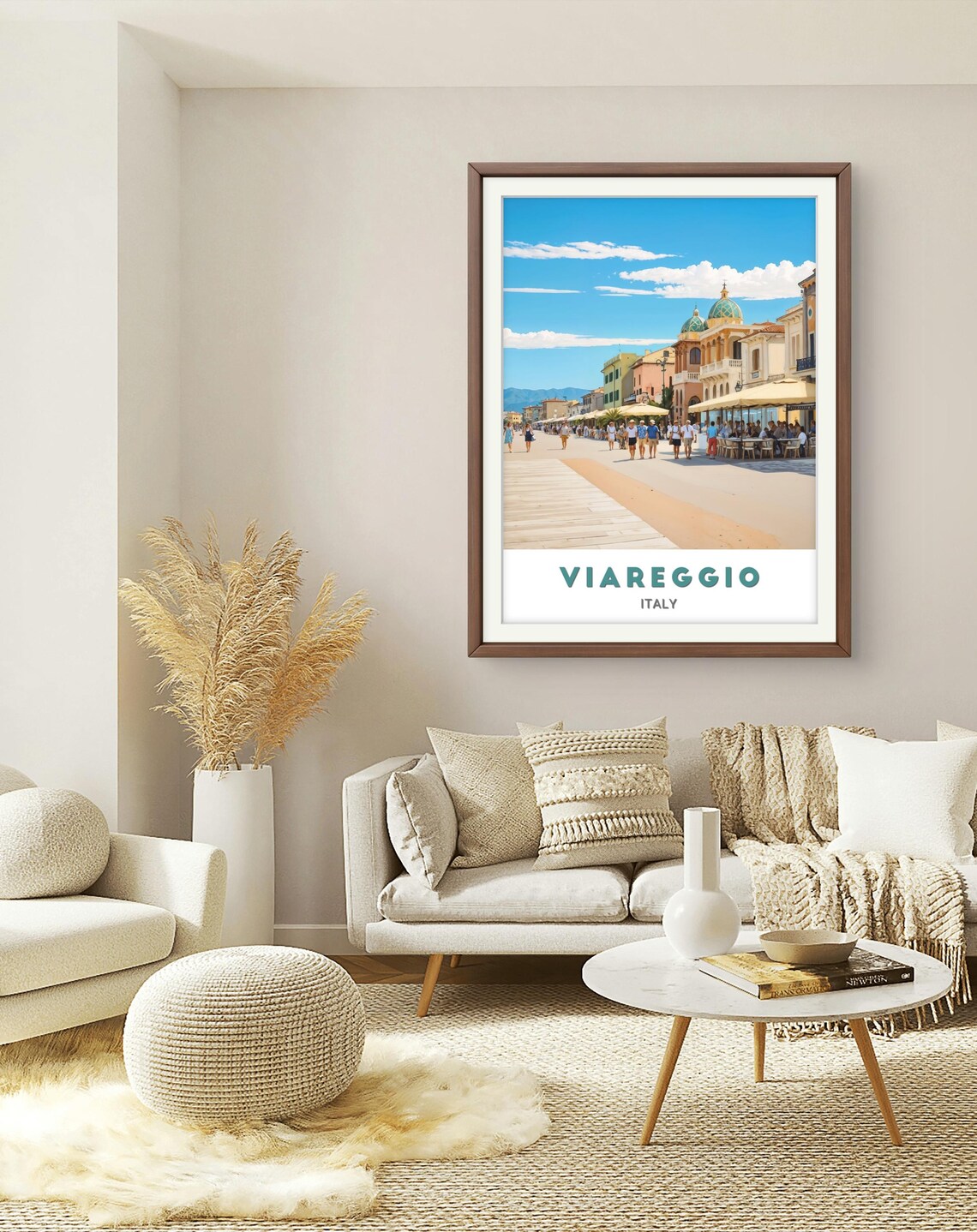 Viareggio Italy Beachfront Promenade Cafe Domed Church Poster - Image 2