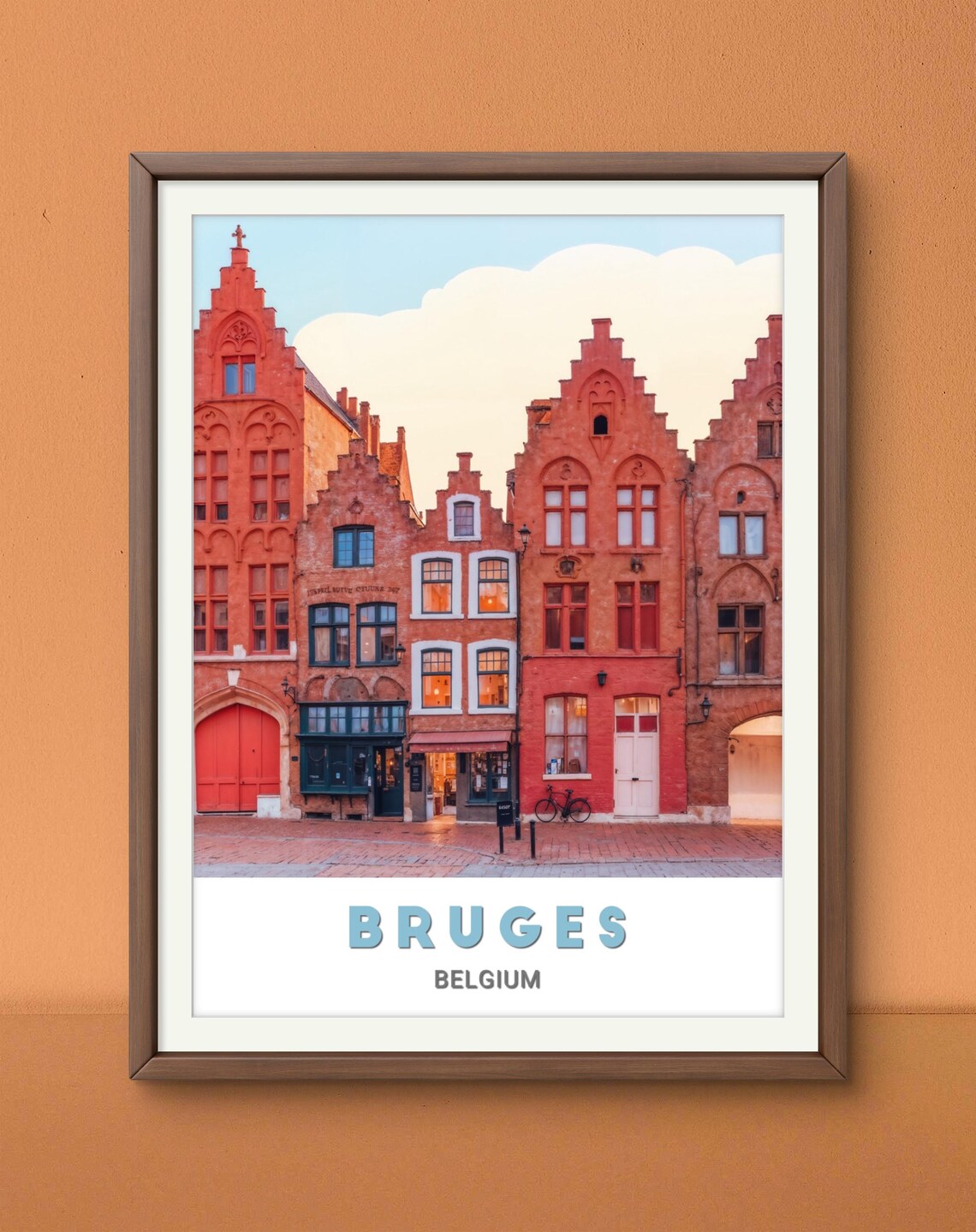 Bruges Belgium Flemish Brick Facades Historic Street Photo Poster