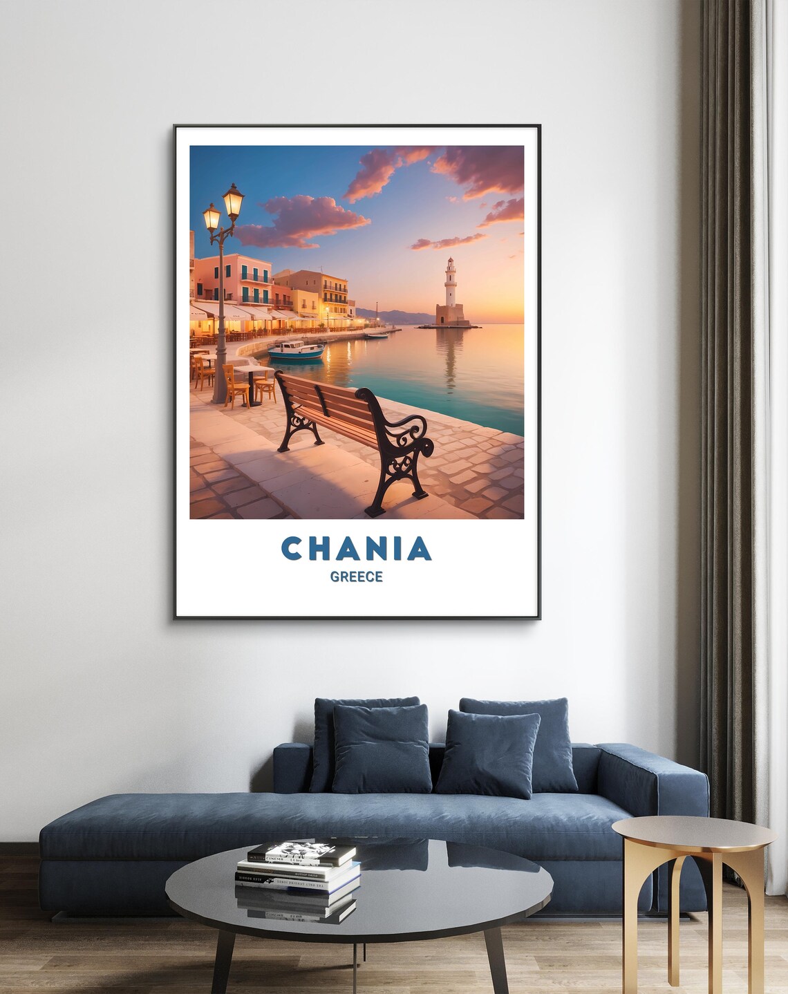 Chania Greece Sunset Harbor Lighthouse Old Town Crete Travel Poster - Image 2