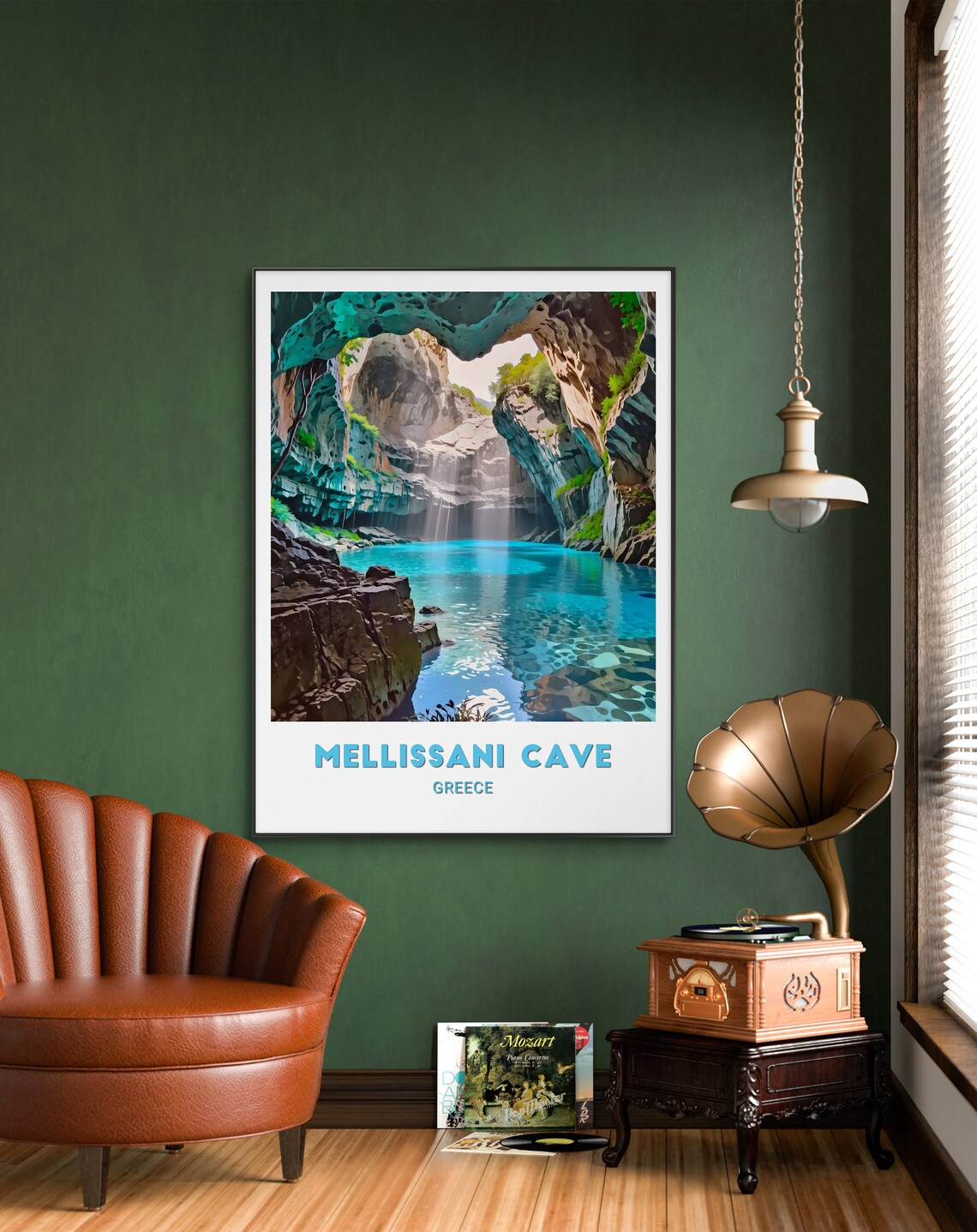 Melissani Cave Turquoise Lake Sunbeams Kefalonia Greece Poster