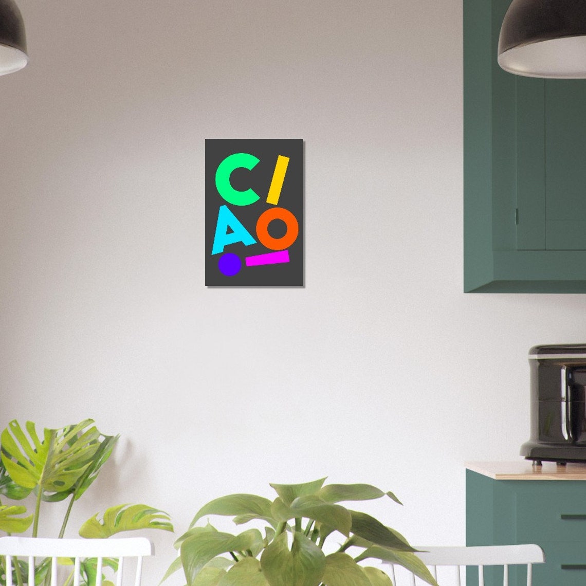 Ciao Neon Color Block Letters On Dark Modern Statement Poster - Image 2
