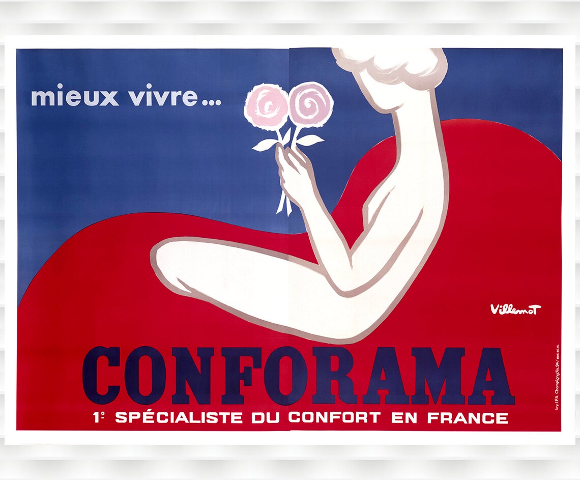 Conforama Mieux Vivre Villemot French Mid Century Furniture Poster
