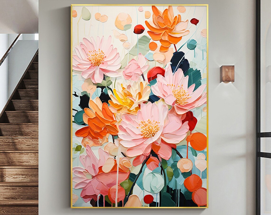 Minimalist Flower Oil Painting, Modern Floral Art Print