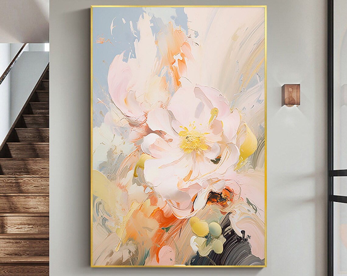 Minimalist Pink Flower Oil Painting, Modern Wall Art Print - Image 8