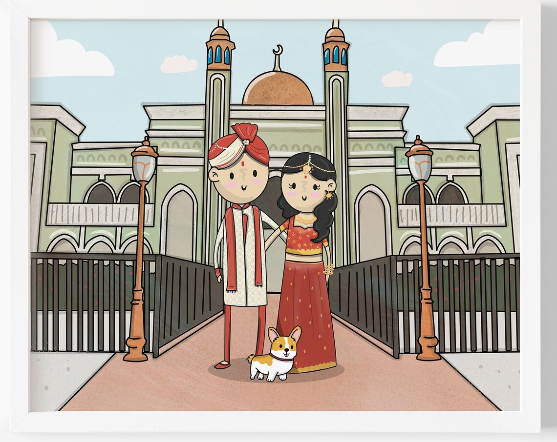 Custom Cartoon Family of Six Portrait in Winter Chalet Scene Poster - Image 2