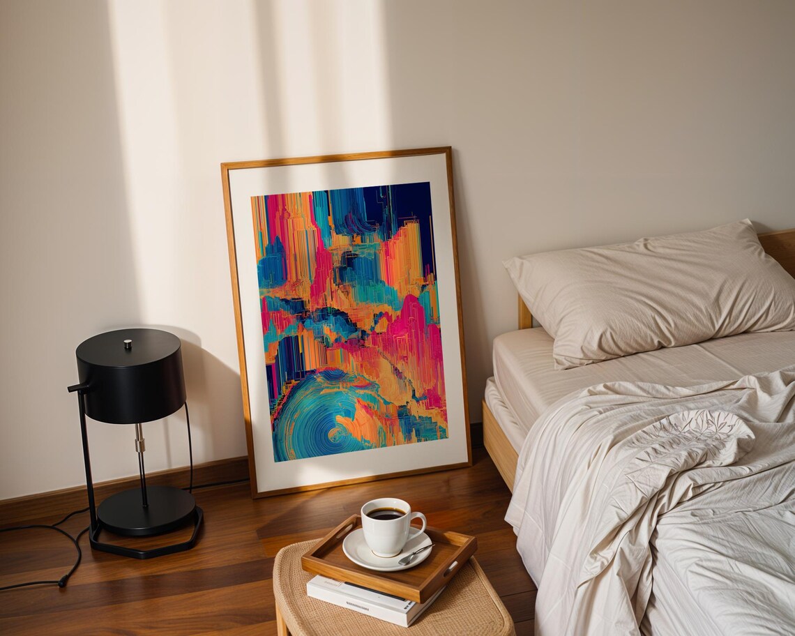 Colorful Abstract Brush Stroke Pink Blue Orange Modern Art Print - Image 3