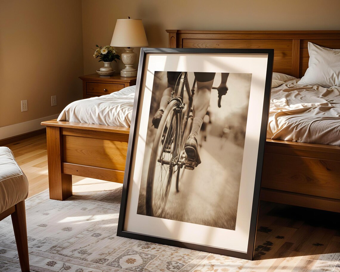 Vintage Bicycle Race Pedaling Sepia Photo Retro Cycling Art Poster - Image 4