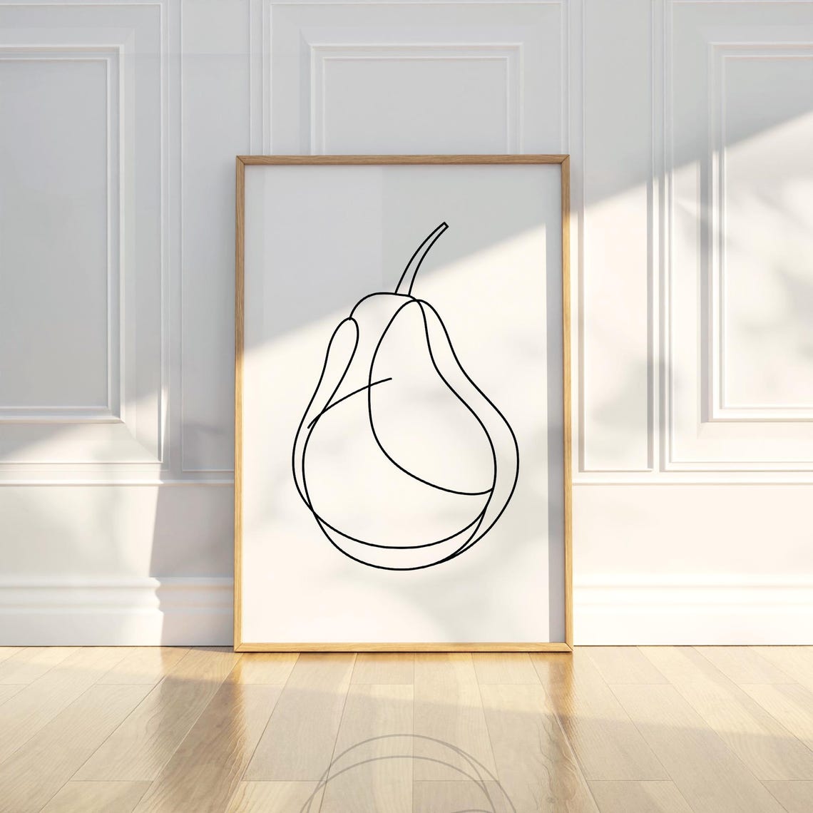 Pear Single Line Art Minimalist Fruit Drawing Modern Style Poster