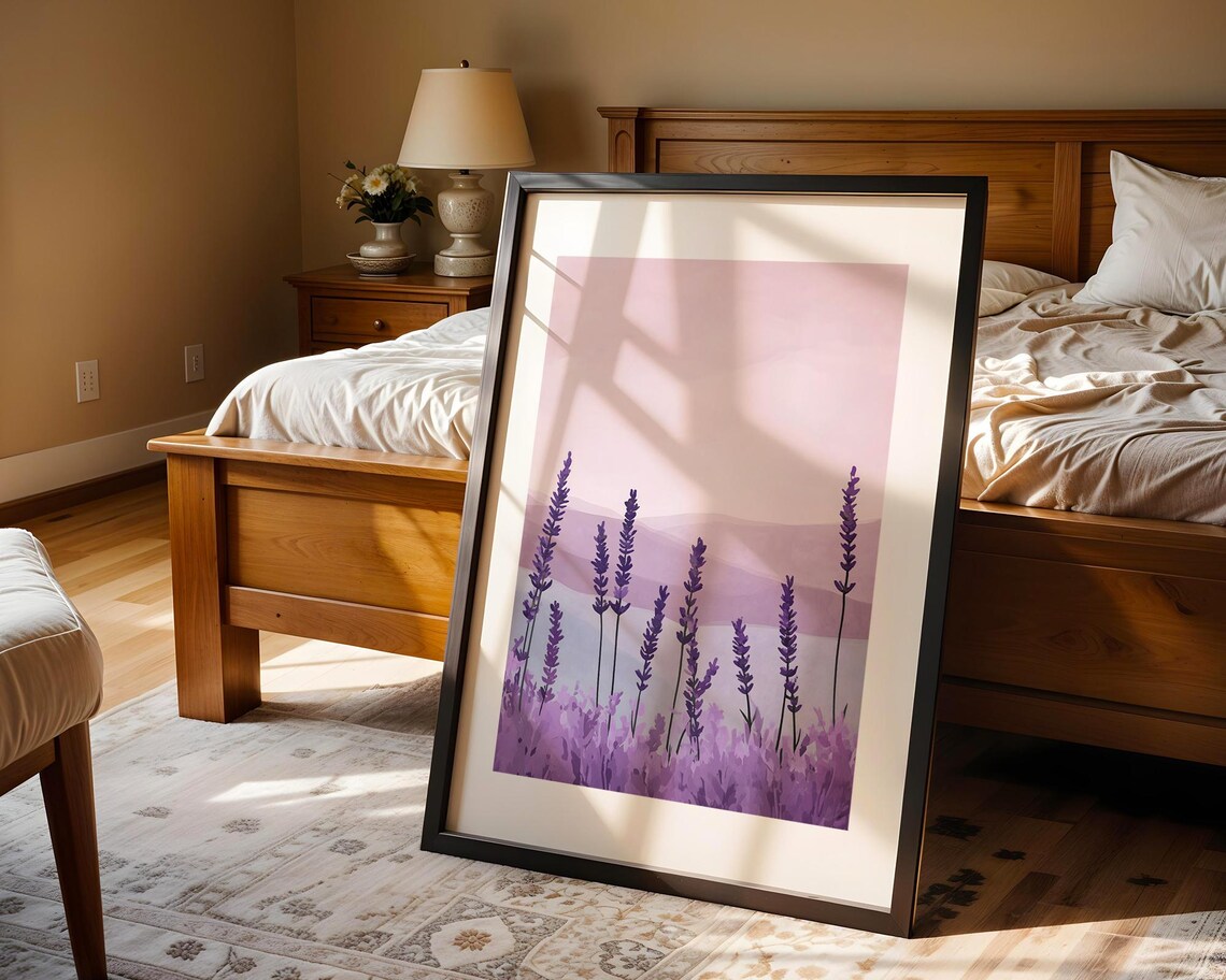 Minimalist Lavender Sprigs On Soft Lilac Background Airy Style Poster - Image 5