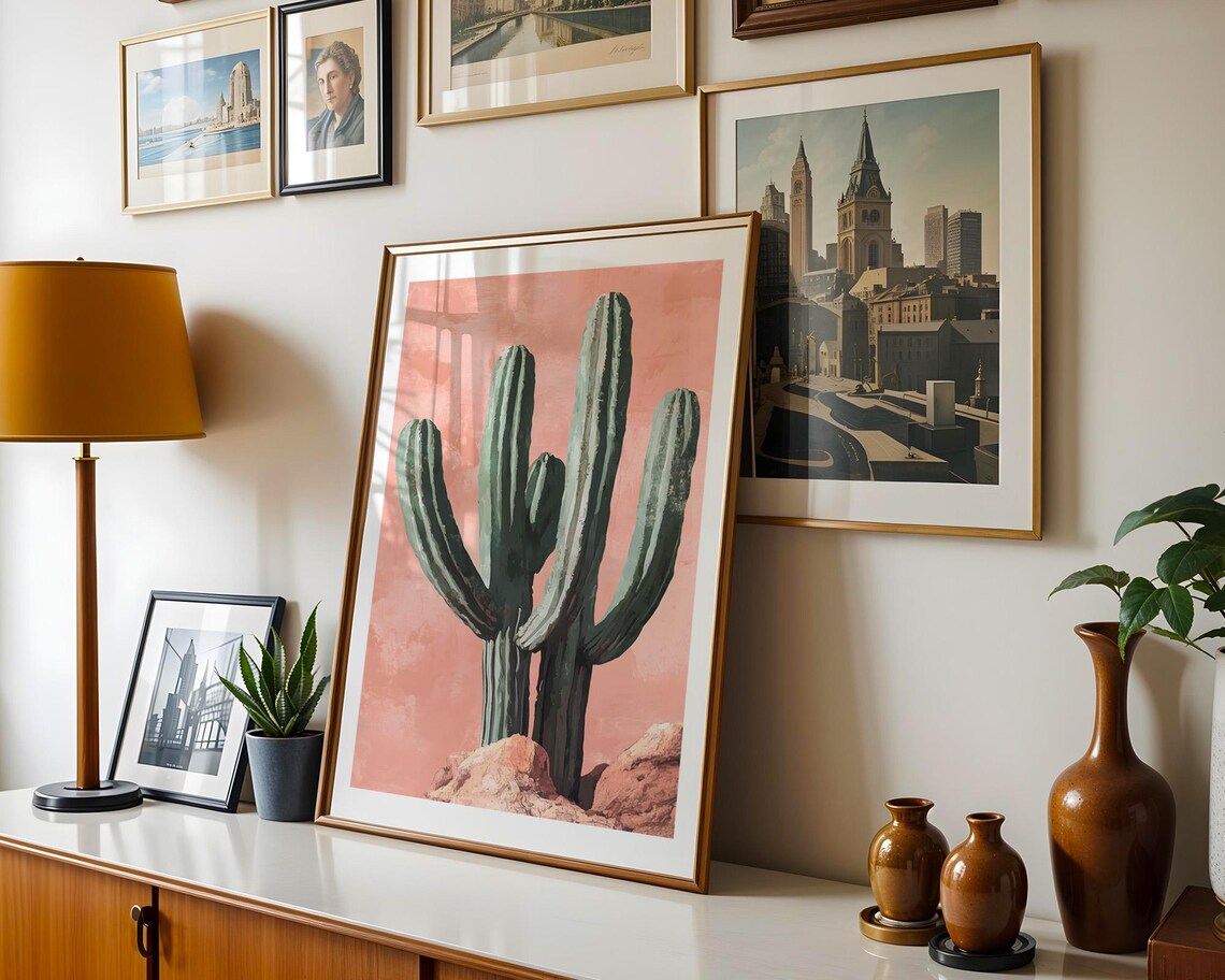 Saguaro Cactus Pink Background Botanical Art Modern Desert Poster - Image 3