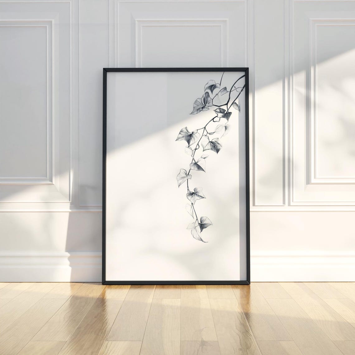 Trailing Ivy Branch Delicate Pencil Sketch Minimal Botanical Poster