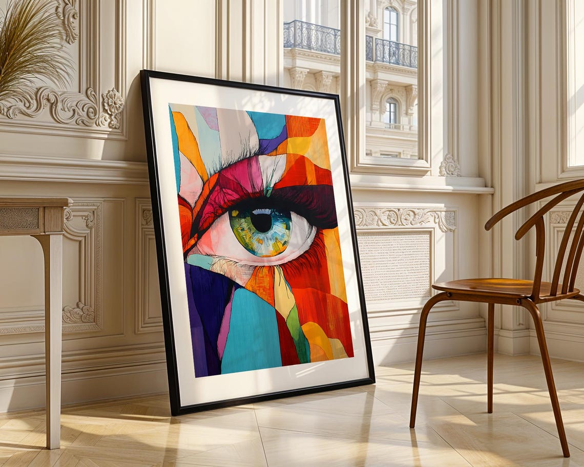 Maximalist Colorful Eye Close Up Abstract Female Face Art Poster - Image 3