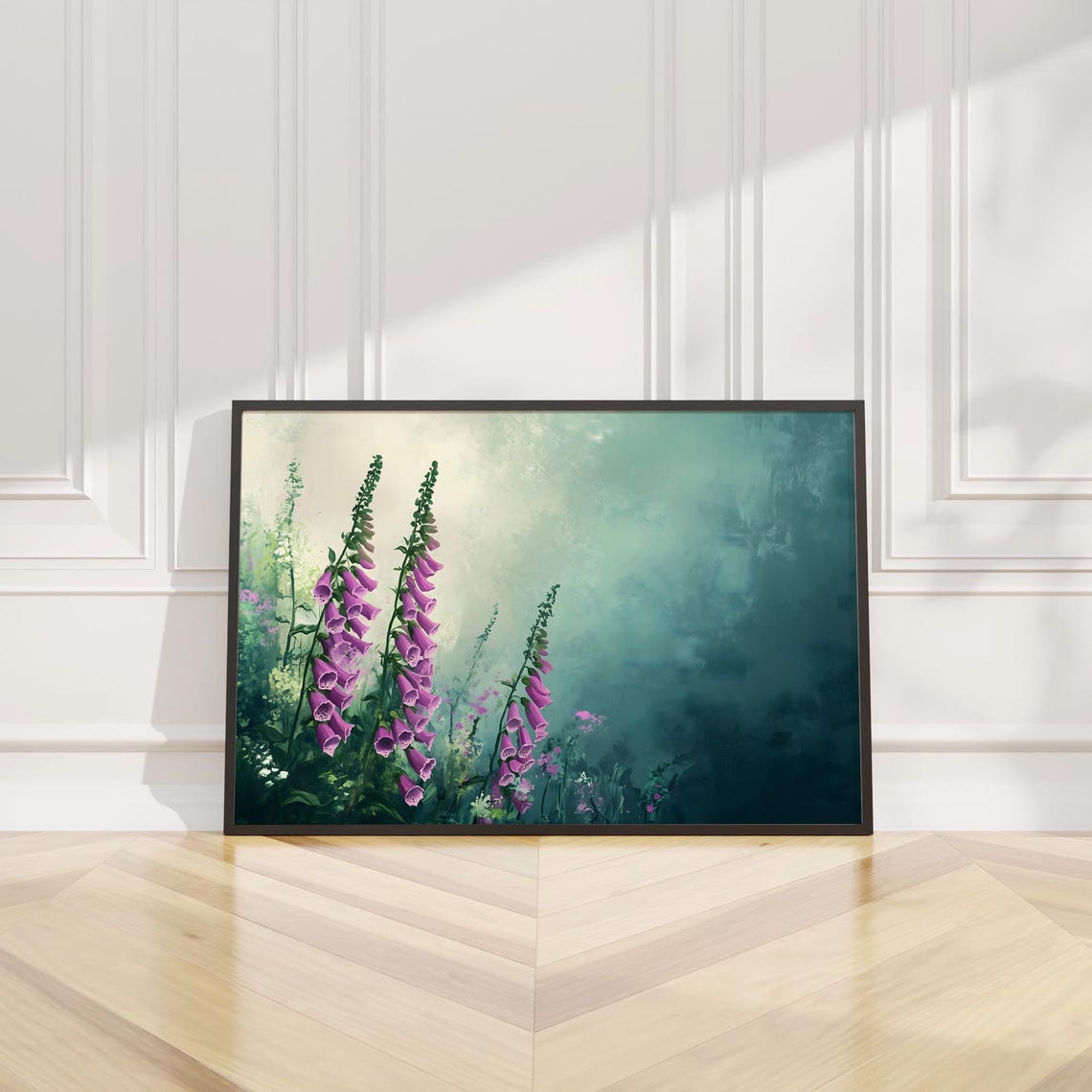 Vibrant Moody Foxglove Flower Oil Painting Wall Art Print Botanical Floral Nature Garden Modern Home Decor Living Room Bedroom Office Gift