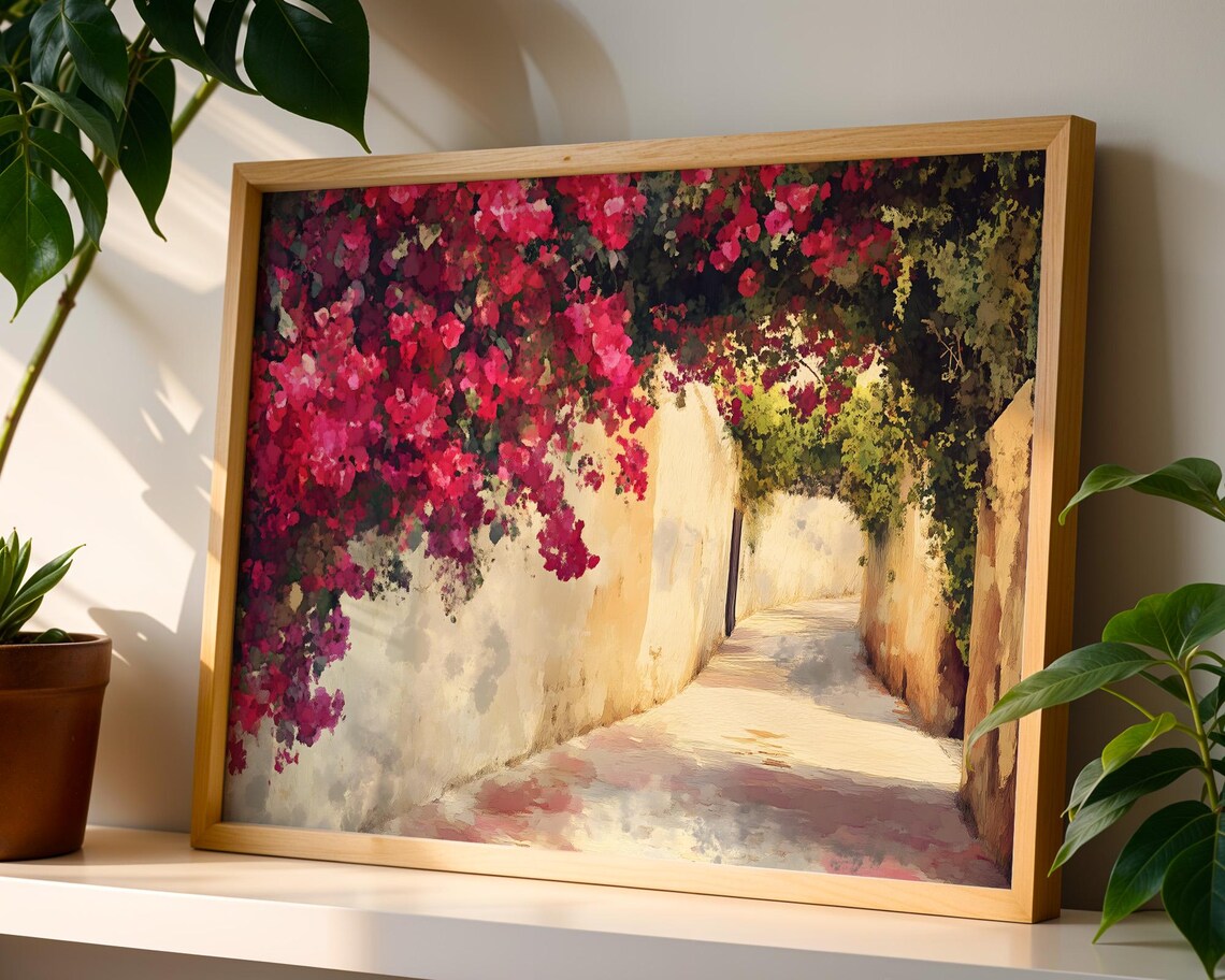 Bougainvillea Alley Mediterranean Garden Path Floral Painting Poster - Image 5
