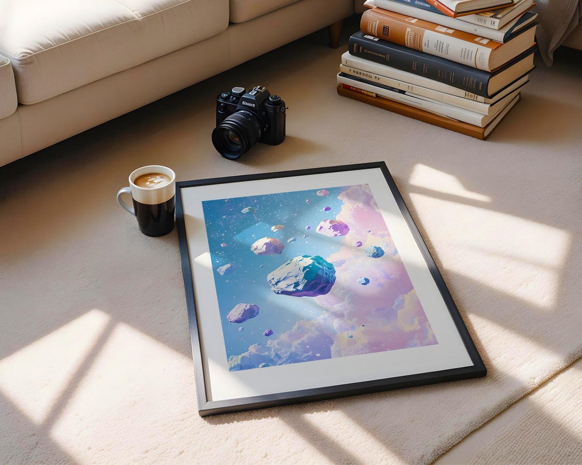 Floating Asteroids Space Nursery Wall Art Print Trendy Poster Modern Home Kids Playroom Decor Baby Shower Gift - Image 5