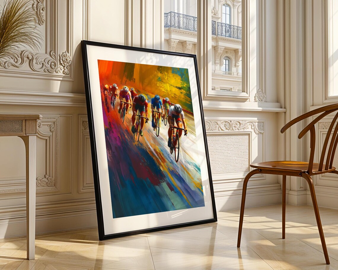 Cycling Peloton Race Sprinters Colorful Road Bike Sports Print - Image 4