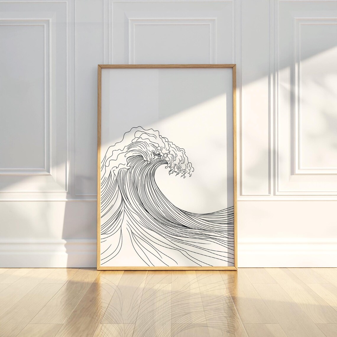 The Great Wave Off Kanagawa Minimalist Line Art Drawing Poster