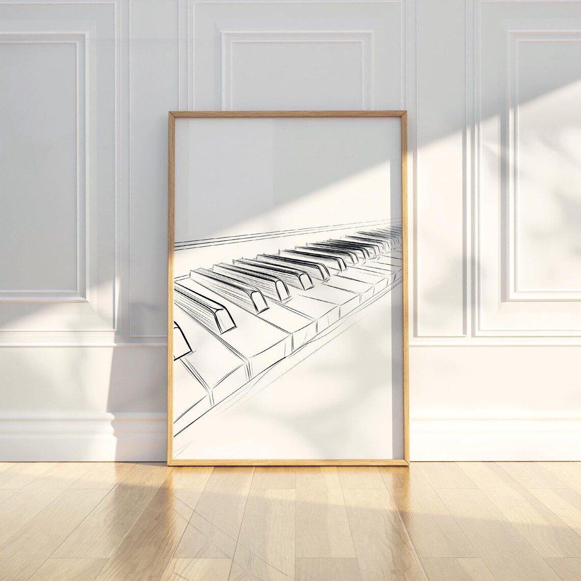 Piano Keys Close Up Pen Sketch Music Lovers Instrument Wall Art