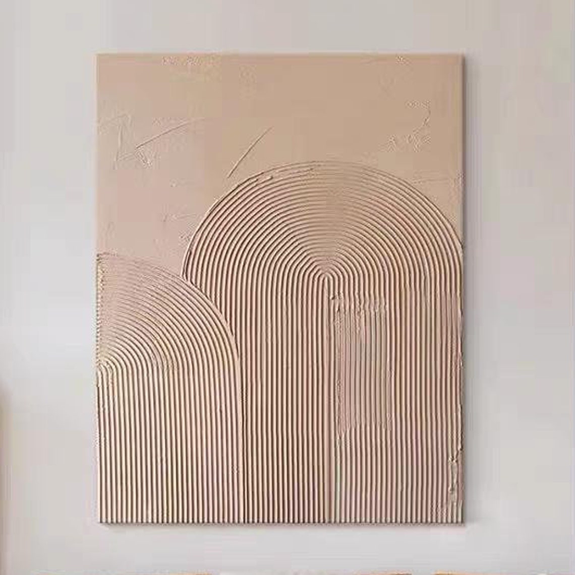 Beige Minimalist Wall Art Abstract Large Thick Textured Oil Painting Brown Loop Line Acrylic Art Custom Painting On Decor Gift