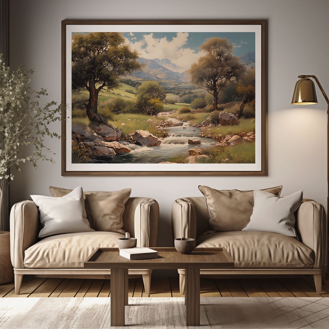 Rushing Mountain Brook Stream Rocks Trees Green Valley Poster - Image 3